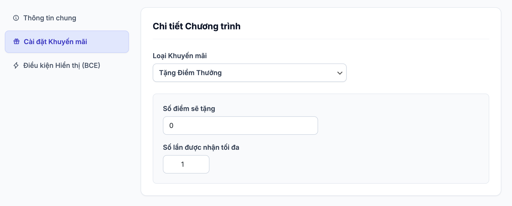 Tặng điểm thưởng