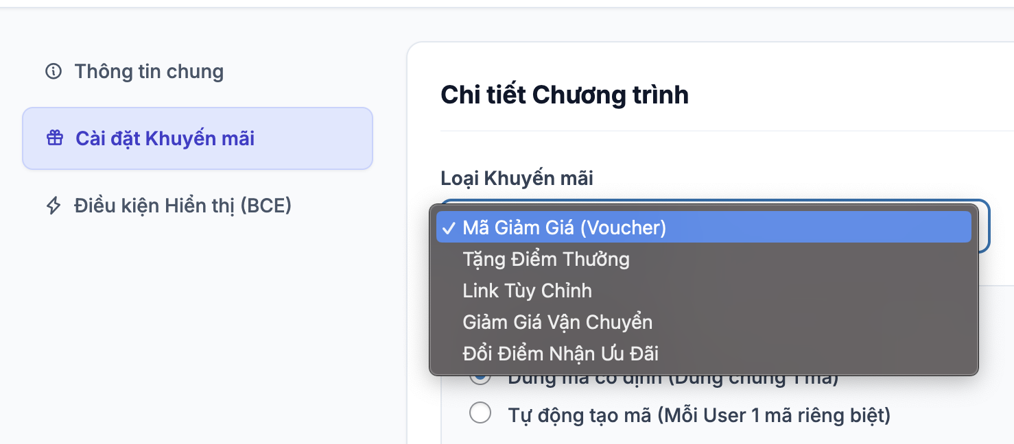 Các loại khuyến mại