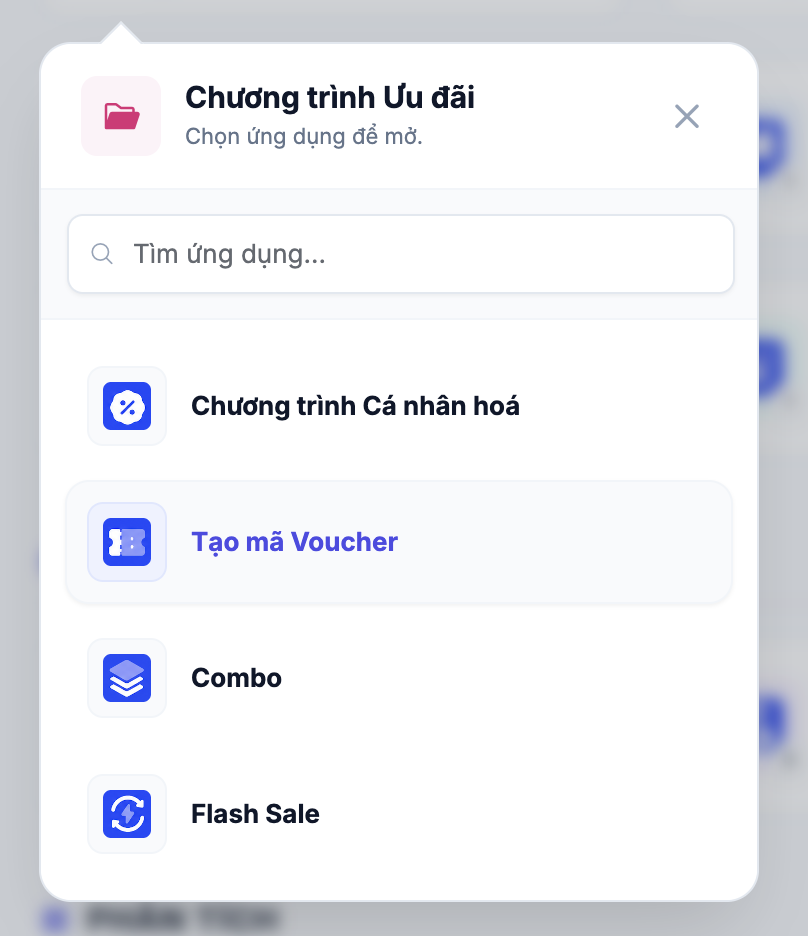 Giao diện tạo mã voucher