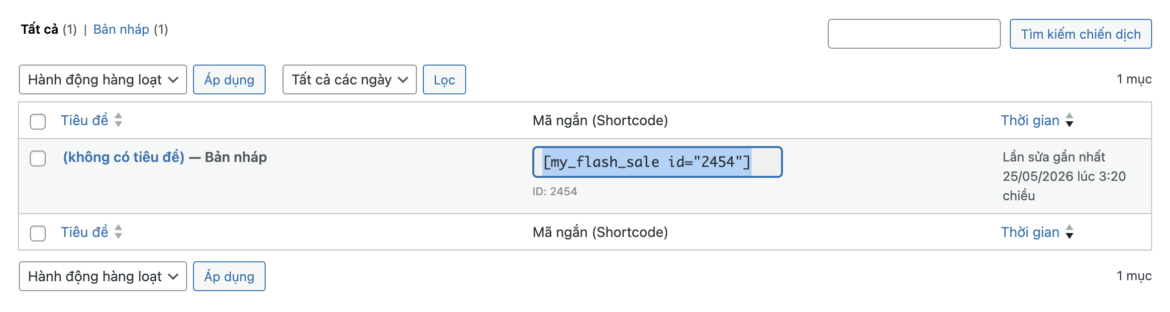Flash Sale Short Code