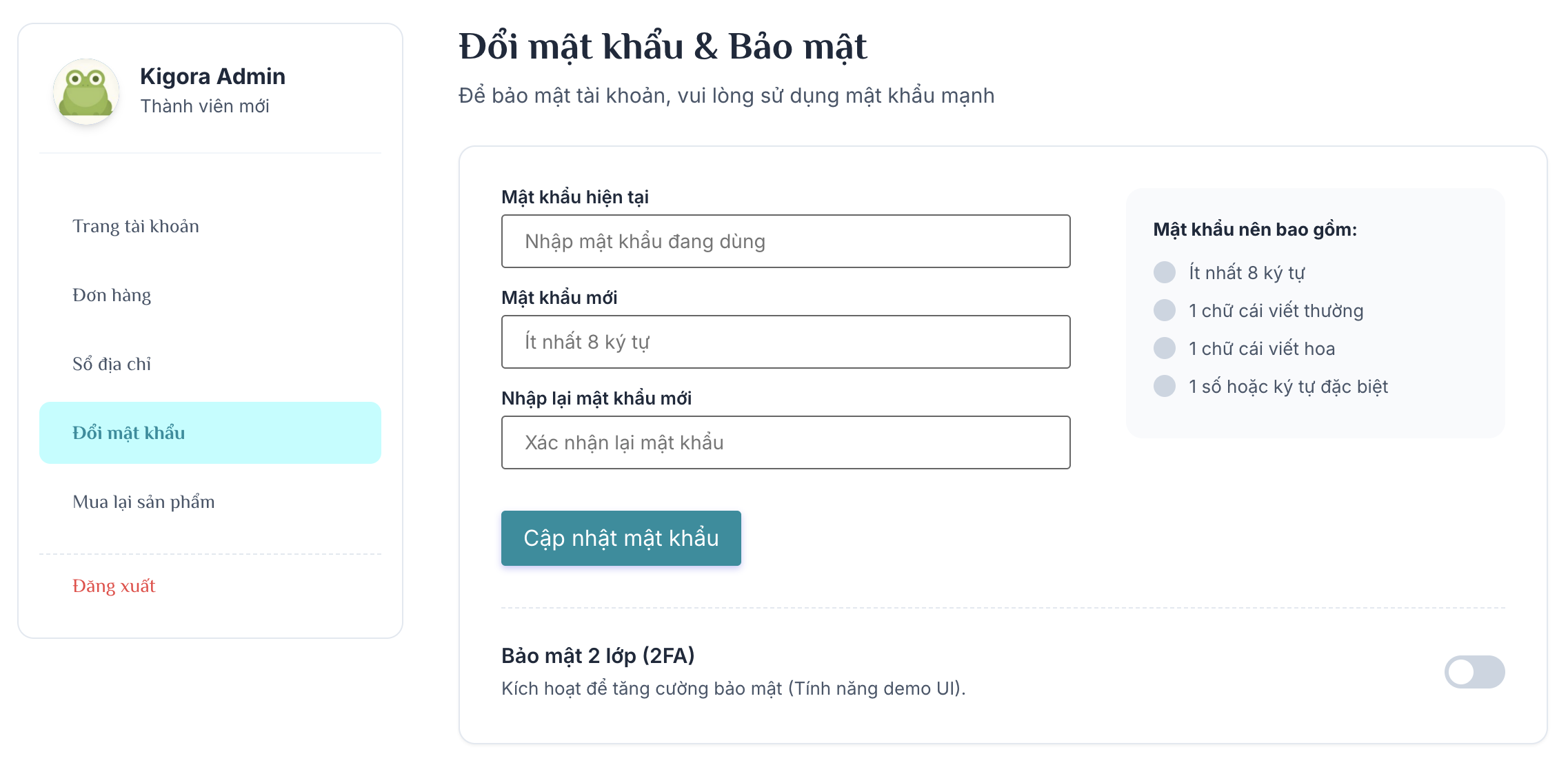Hướng dẫn đổi mật khẩu