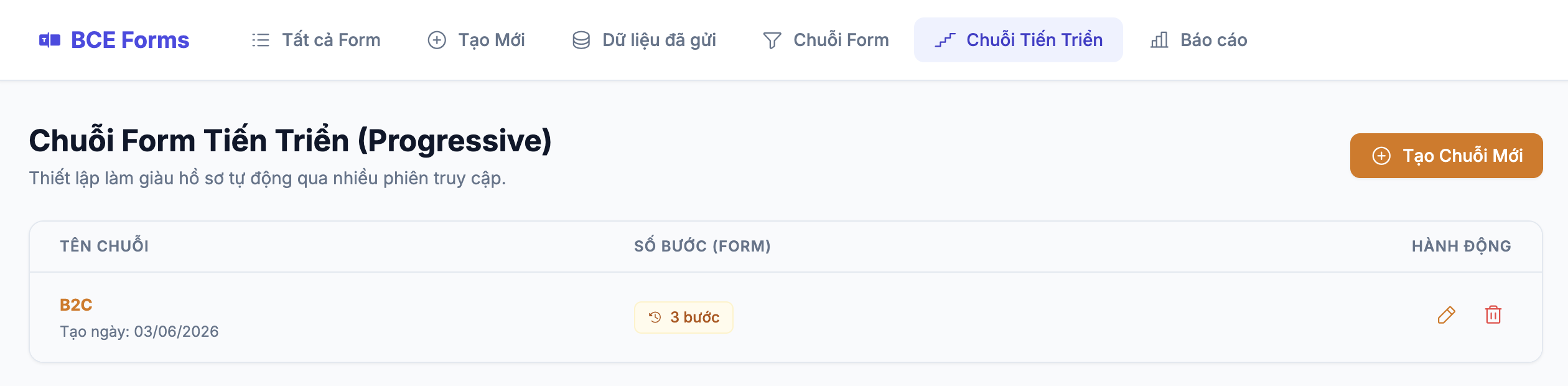 Cấu hình chuỗi tiến triển 1