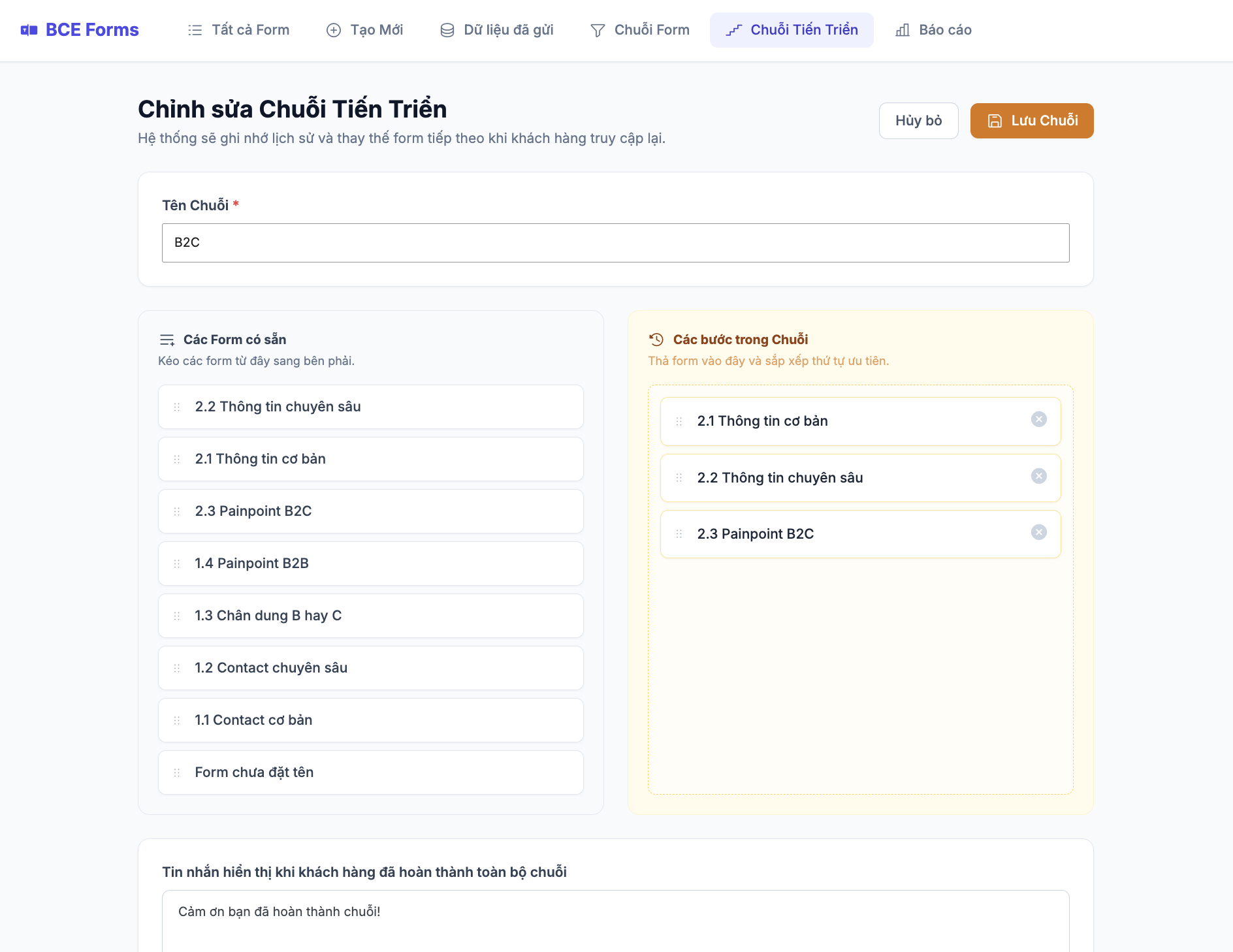 Cấu hình chuỗi tiến triển 2